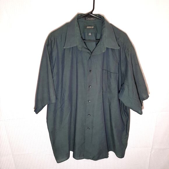 Arrow 18.5/34 Shirt Mens Gray Short Sleeve Dress Wrinkle Free USA Cotton Blend - Picture 1 of 5